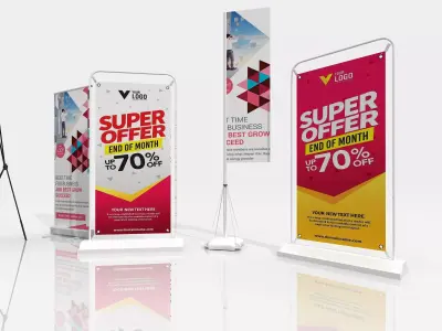 Banner Roll-up Stand 3D model