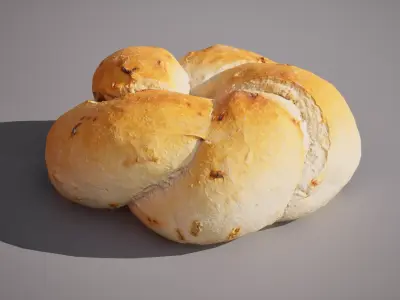 Bread with onions 5K triangles 4K PBR textures Low-poly 3D model