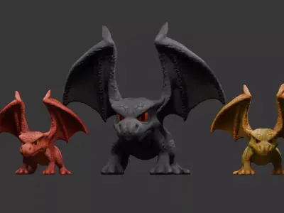 Stylized Dragon 3D Model  Game Ready with 3 Texture Variations Low-poly 3D model