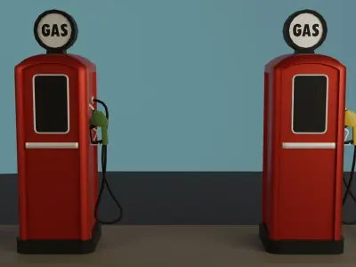 Gas station Low-poly 3D model