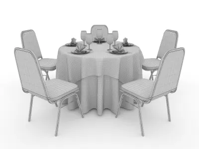 Banquet Table and Chair 08 3D model