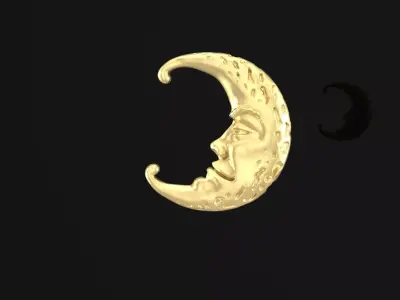 the moon gold crescent with face 3D print model