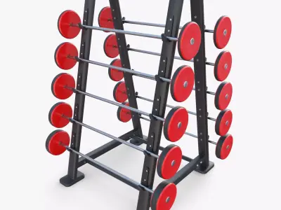Barbell rack double 3D model