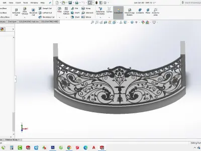 3D model of art villa iron railing architecture  3D model
