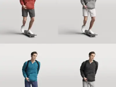 Humano Skateboarding Man 0812 3D model