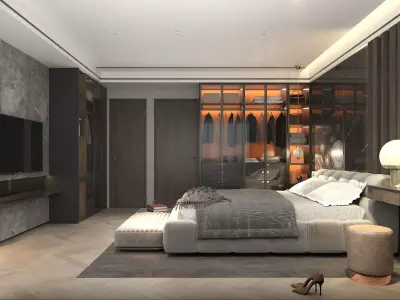 Modern Bedroom Scene 24 3D model