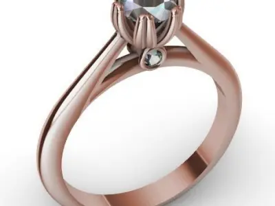 engagement ring 3 gems 3D print model