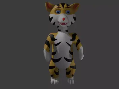 Cartoon Style Low Poly Tiger - High-Quality 3D Asset Low-poly 3D model
