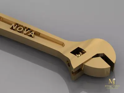 Industrial Style Ring and Wrench Pendant 3D Model 3D print model