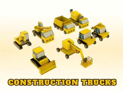 Construction Trucks Free low-poly 3D model