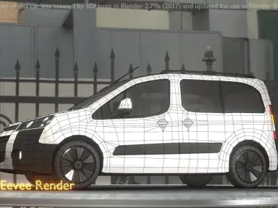 City Car 25 Utility Vehicles Van Type-D White  Low-poly 3D model
