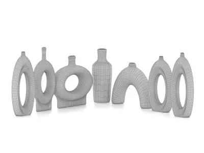 Decorative Golden Vase Set Low-poly 3D model