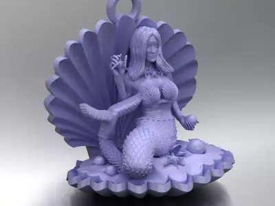 Mermaid Jewelry Pendant Starfish Mussel Shell 3DM STL 3D Model  3D print model