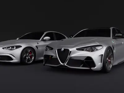 Alfa Romeo Giulia quadrifoglio 2024 and 2021 Giulia GTAm 3D model