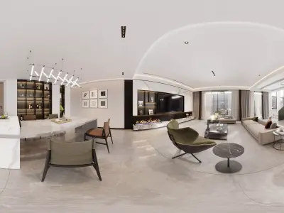 Modern living room dining room interior scenes 362 3D model