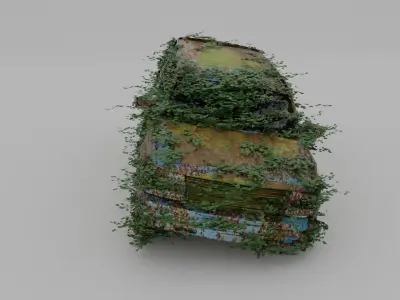 Damaged Rusty Car Low-poly 3D model