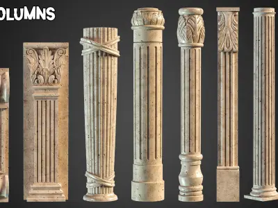 30 Columns  33 Ornaments Alpha Brush and Video Tutorials  Vol 5 Low-poly 3D model