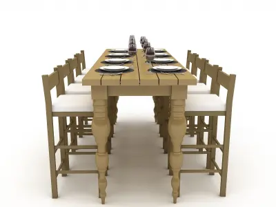 dining table 006 3D Low-poly 3D model