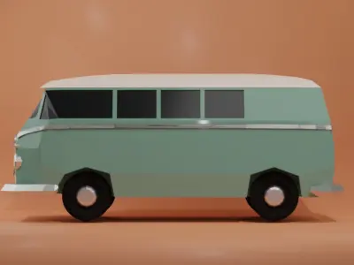 Low Poly VW Bus Van - Boho Style Low-poly 3D model
