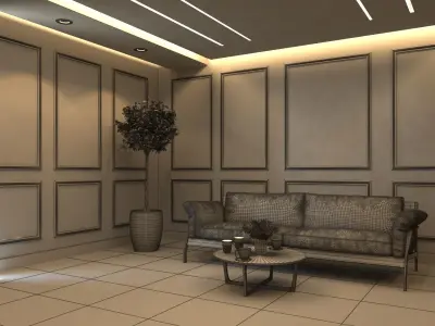 living room interior Scene 3D model 3D model