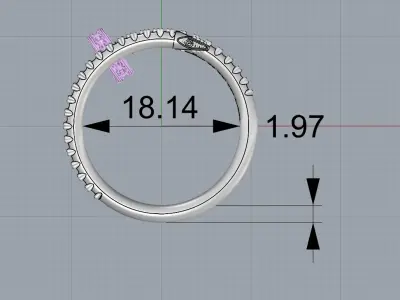 Ring Juste un Clou with diamond EU 57 sz 3D print model