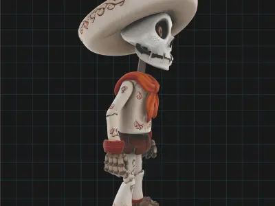Day of the Dead Skeleton Character Stylized Calavera Figure 3D print model