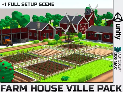 Low Poly Farmhouse and Environmental Pack 3D model Low-poly 3D model