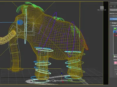 mammoth rig high-poly textured  3D model
