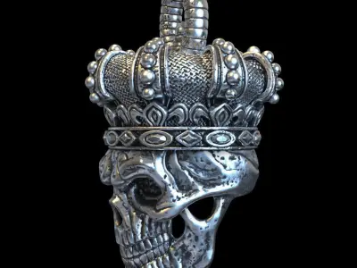 skull pendant jewelry King  with crown vol1 3D print model