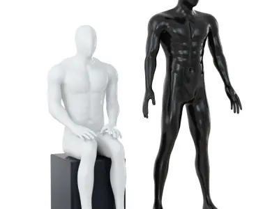 Standing and seated abstract mannequin 131 3D model