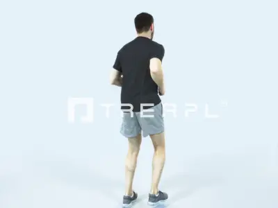 QAG07 4X Sports Beach Running Jogging Man Woman 003 Low-poly 3D model