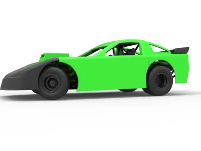 New Zealand Super Saloon race car while turning Scale 1 to 25 3D print model