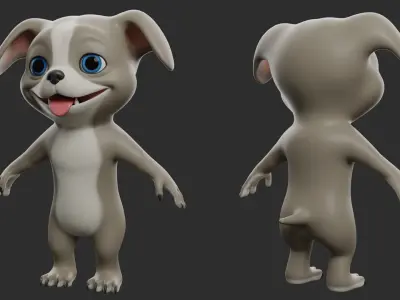 Pitbull Dog Cartoon Low-poly 3D model