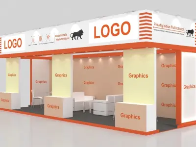 Exhibition Stall 9X3 three Side open Low-poly 3D model