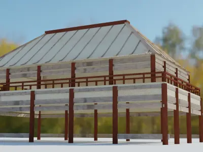 jap covered market Low-poly 3D model