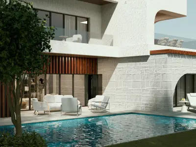 Luxury Landscape Villa Scene 3D model