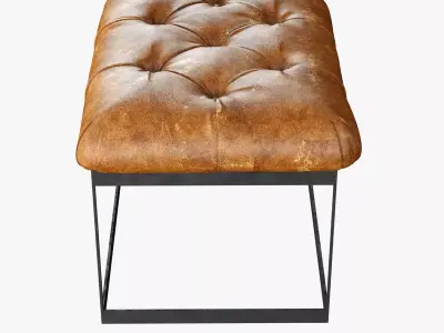 Restoration Hardware 22  Tufted Leather  Metal Bench Low-poly 3D model