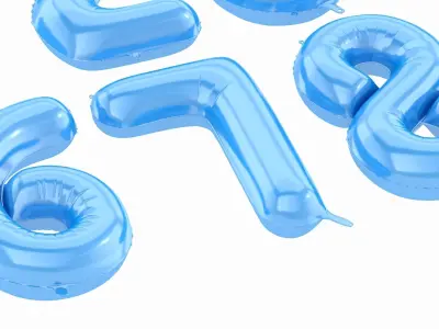 Balloon Numbers Blue Color 3D model
