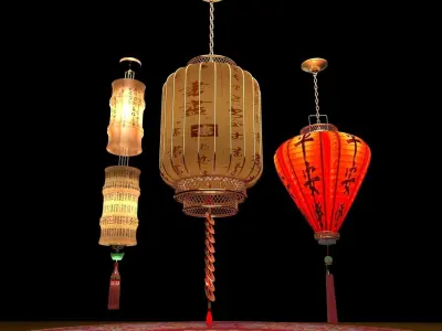 Chinese  red lantern  3D model 2
