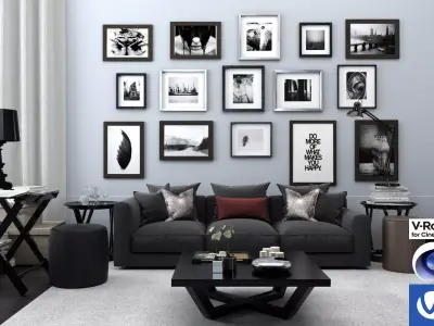 Living Room 08 - Vray6 - C4D 3D model