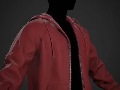 Red Open Hoodie Style 1 Low-poly 3D model