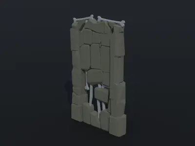 Cartoon fantasy dungeon decorative wall Polygonal Style Low-poly 3D model