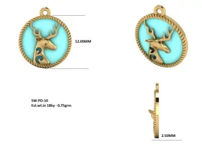deer enamel pendant 3d print model 3D print model