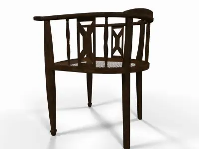 Old wooden armchair 3D model