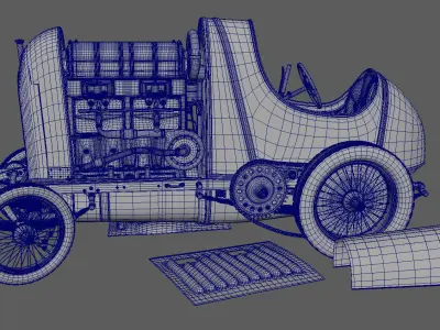 Fiat S76 Beast of Turin open hood  3D model