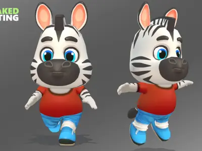 Zebra Animated Rigged Low-poly 3D model