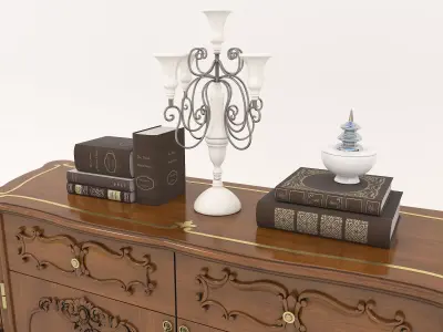 Classic European style Sideboard and Decoration 2 3D model