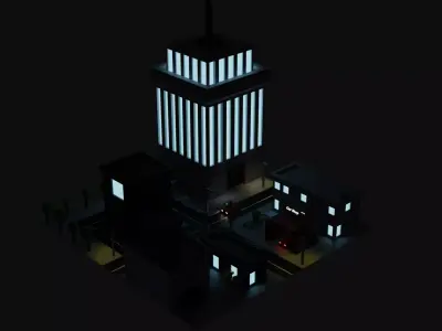 Low Poly Cartoon City  Free low-poly 3D model