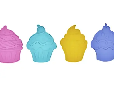 Cupcake Cookie Cutters With Stamp Cake 3D print model