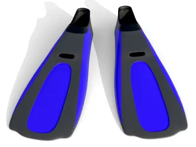 Dive Flippers Blue Low-poly 3D model